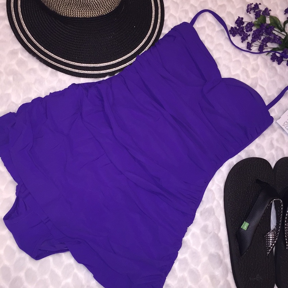 Gottex Profile 6 Shirred Ruffle Retro Swimdress